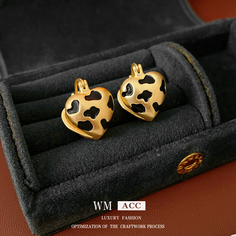 Vintage Chic Heart-Shaped Geometric Earrings with Gold-Plated Copper and Stainless Steel Posts for Women