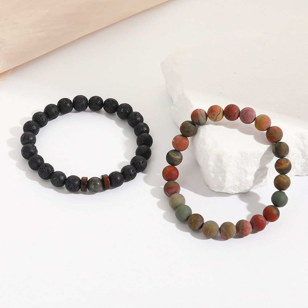 Vintage Geometric Round Stone Handmade Bracelet for Men and Women