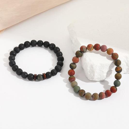 Vintage Geometric Round Stone Handmade Bracelet for Men and Women