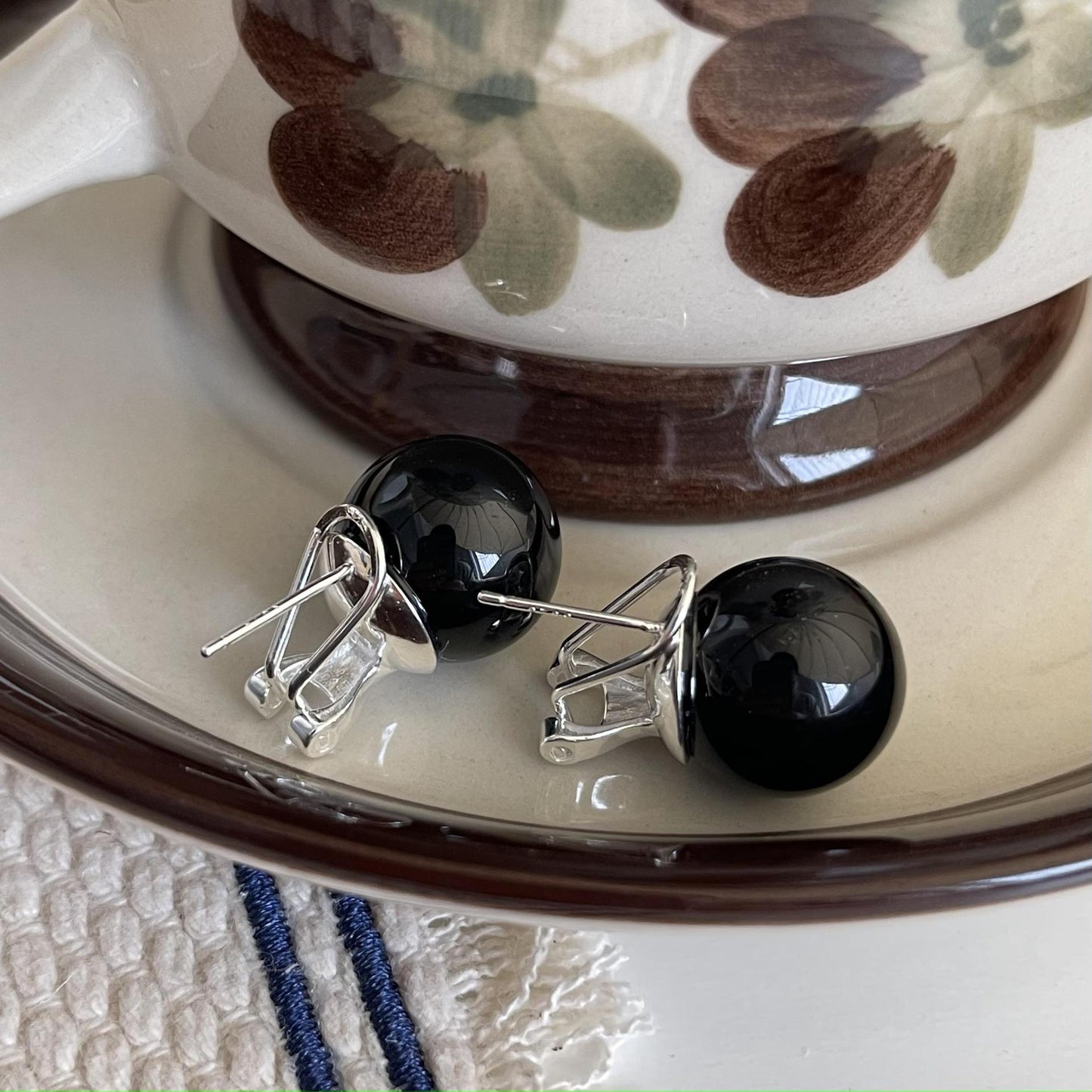 Pendientes de clip de plata de ley 925 con forma de letra geométrica minimalista para mujer con acabado chapado