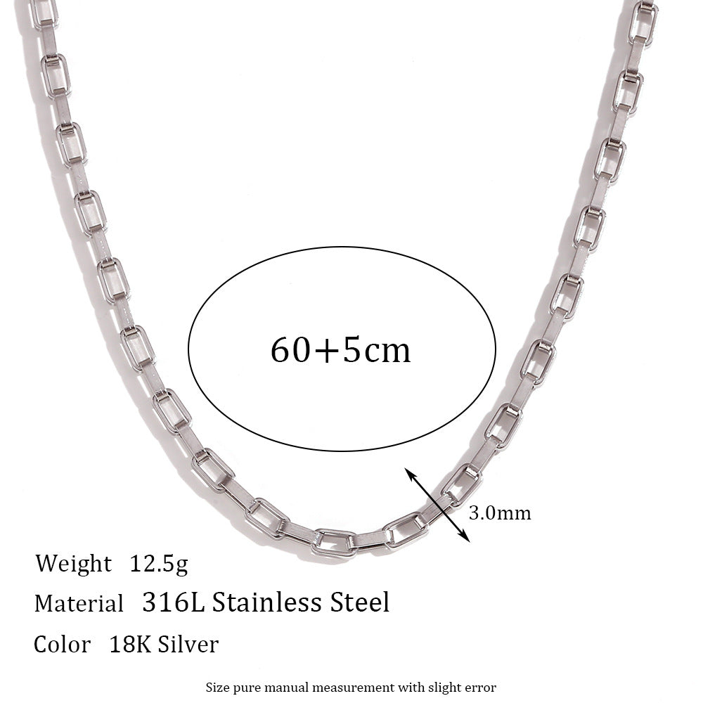 Minimalist Geometric Titanium Steel Plated Stainless Steel Necklace for Women with Snake Chain or Box Chain Style
