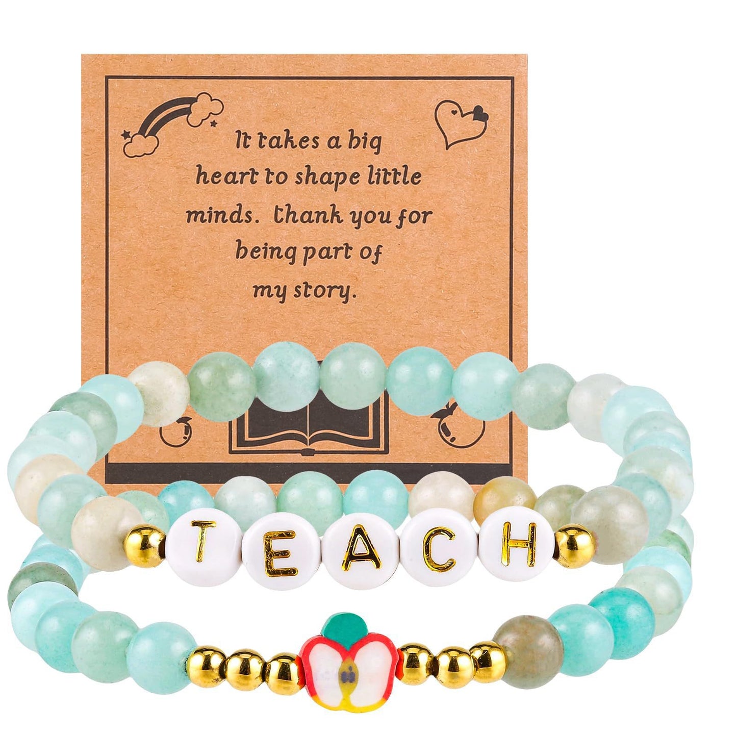Minimalist Natural Stone Letter Geometric Charm Bar Bracelet Unisex Handmade Gift