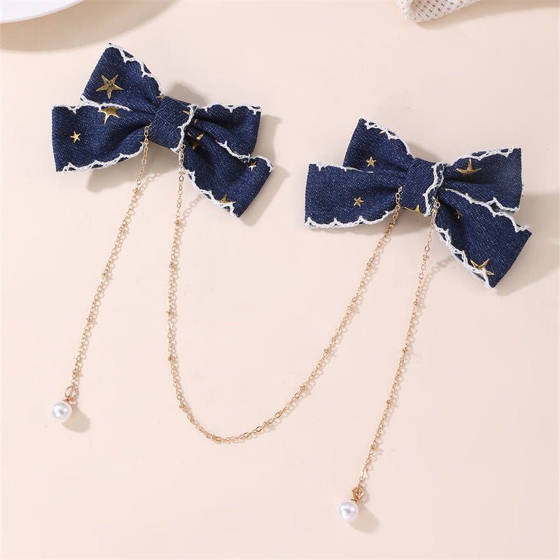 Pinza para el pelo retro coreana con lazo para niñas, horquilla de resina plástica, accesorio para el pelo de estilo natural
