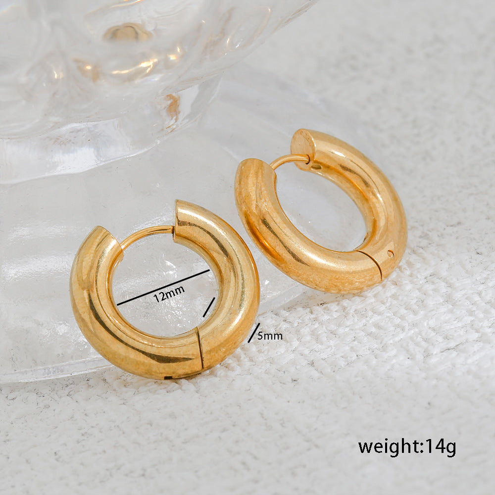 Pendientes de aro minimalistas en forma de U de acero inoxidable con baño para hombres y mujeres
