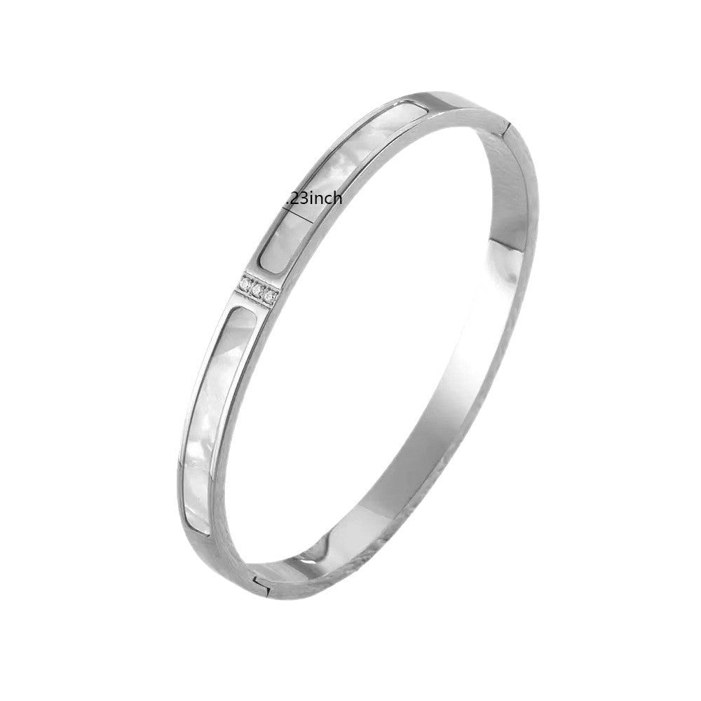 Elegant Business Round Geometric Polished Stainless Steel Bracelet