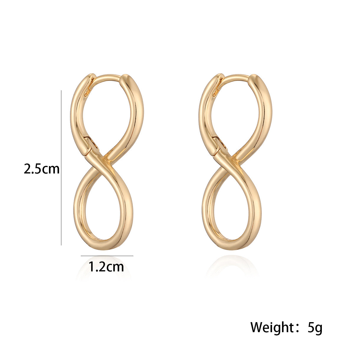 Orecchini da donna asimmetrici geometrici minimalisti in rame placcati oro 18K