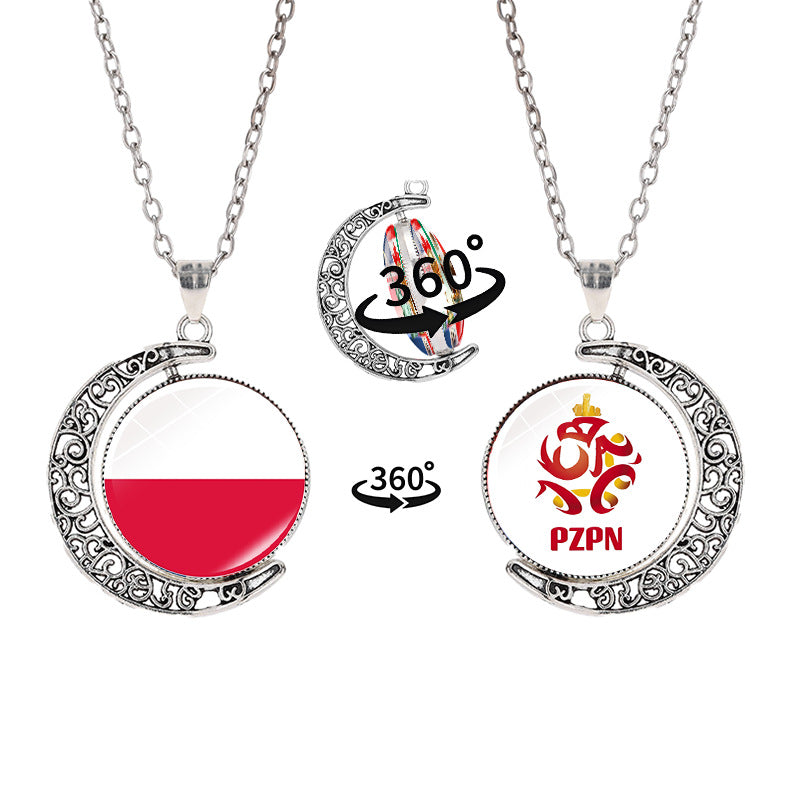 Collana a pendente a mezzaluna geometrica sportiva in lega con finitura galvanizzata per abbigliamento casual unisex