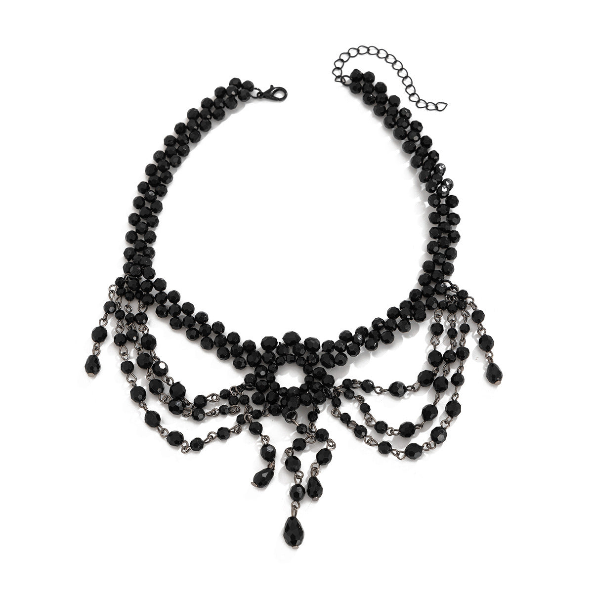 Vintage Crystal Cross Geometric Plated Ball Chain Necklace for Women