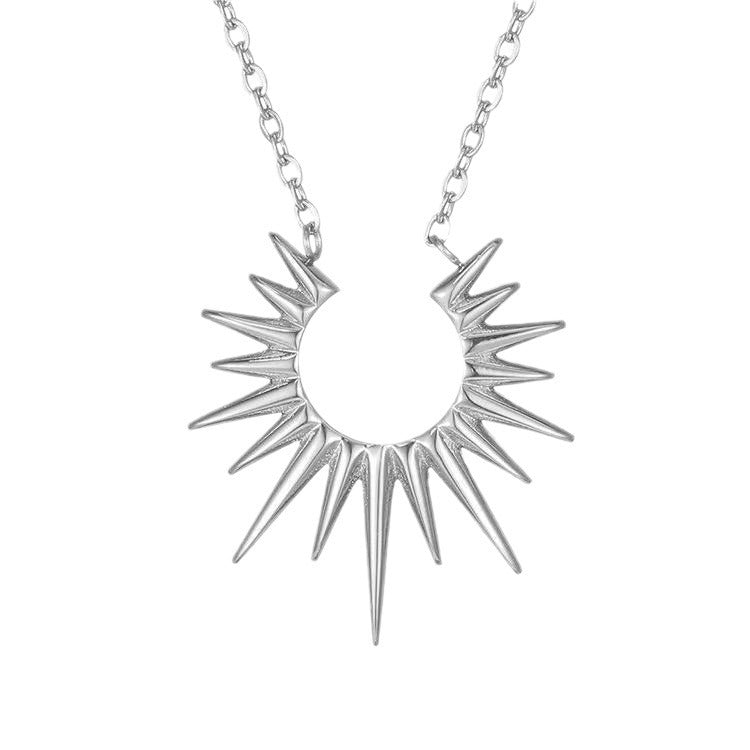 Minimalist Sunflower Pendant Necklace for Women with Geometric Shape Titanium Steel Chain and 18K Gold Plating