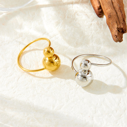 Minimalist Gold Plated Stainless Steel Round Geometric Adjustable Ring for Women