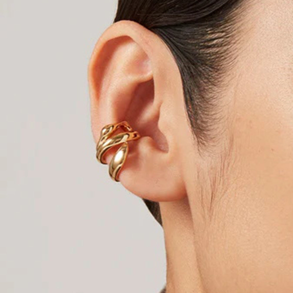 Aretes de clip geométricos de acero inoxidable con acabado chapado para mujer, joyas minimalistas de moda para la oficina