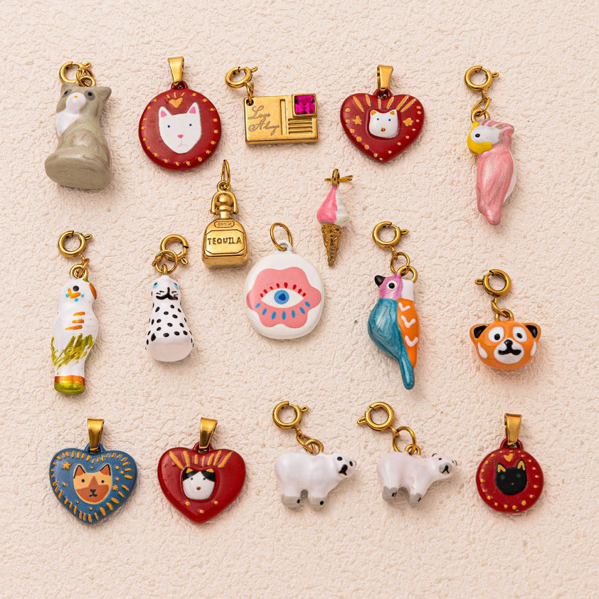Charm a barra con ciondolo a stella in acciaio inossidabile placcato oro 18 carati vintage
