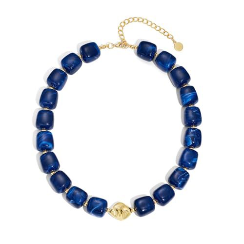 Casual Square Resin Polished Pendant Necklace for Women