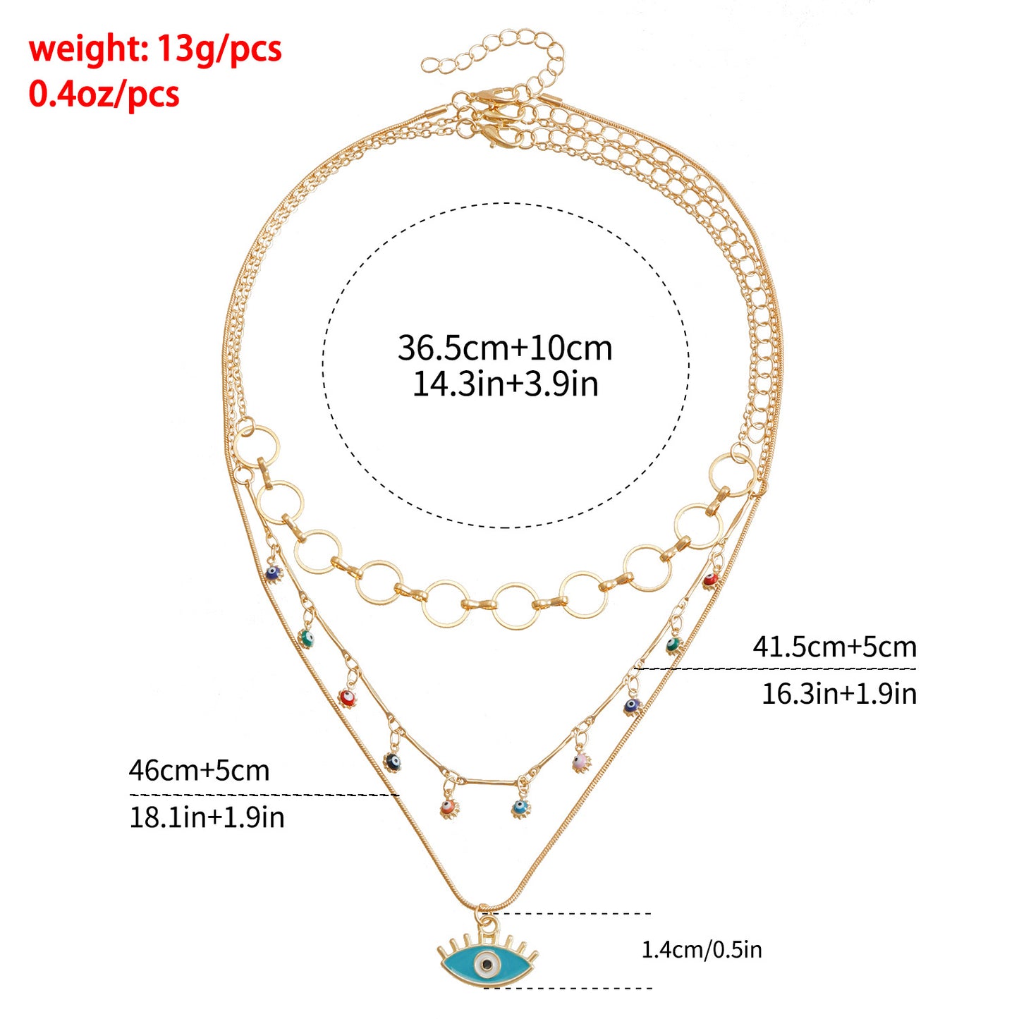 Vintage Style Evil Eye Pendant Necklace in Alloy with Enamel Detailing on Delicate Clavicle Chain