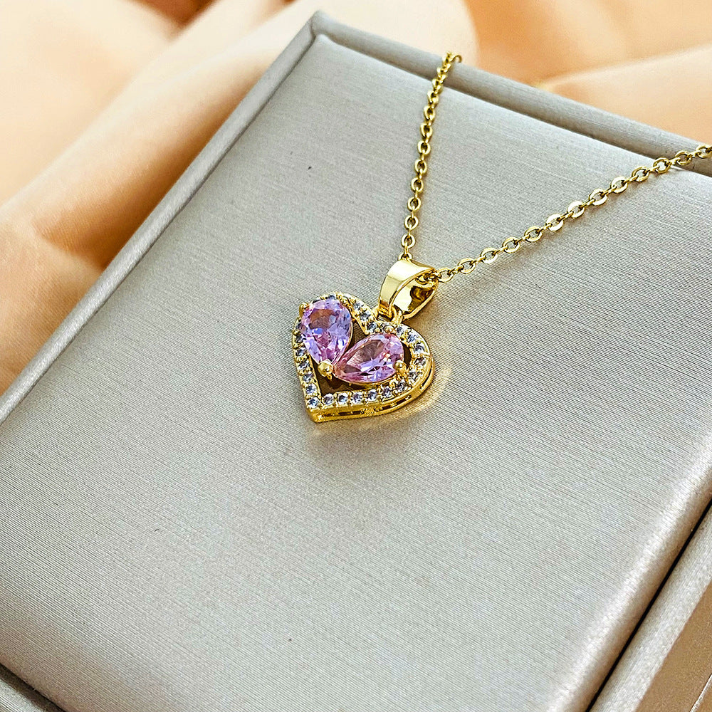 Original Design Irregular Animal Shape Rhinestone-Set Titanium Steel Clavicle Necklace for Women