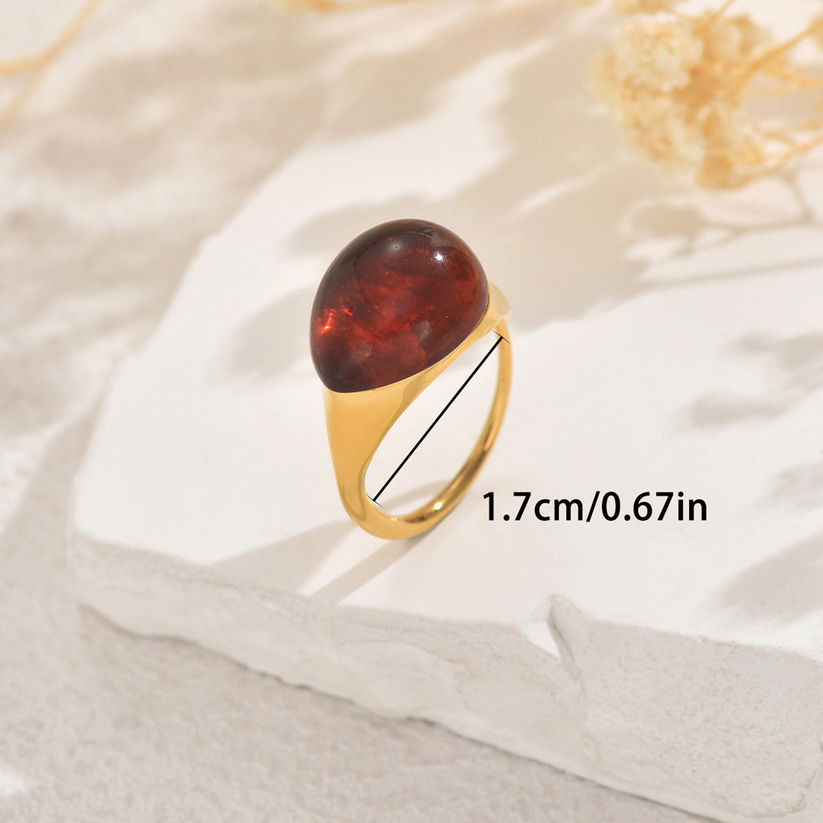 Anillo abierto ajustable Fashion-Commuter para mujer con incrustaciones de piedras preciosas en formas geométricas y de lágrima, hecho de cobre