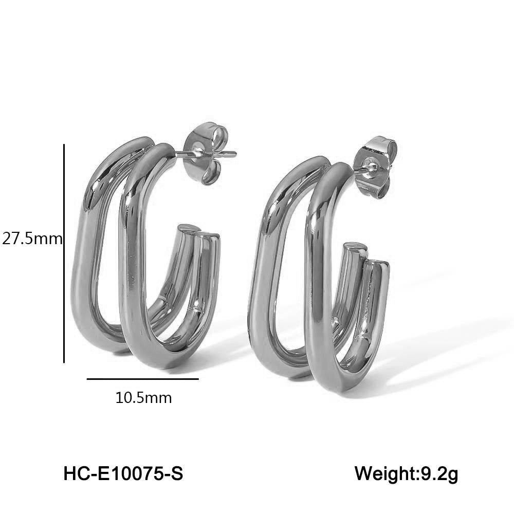 Geometric Stainless Steel Hypoallergenic Coil Earrings for Women with Plated Finish