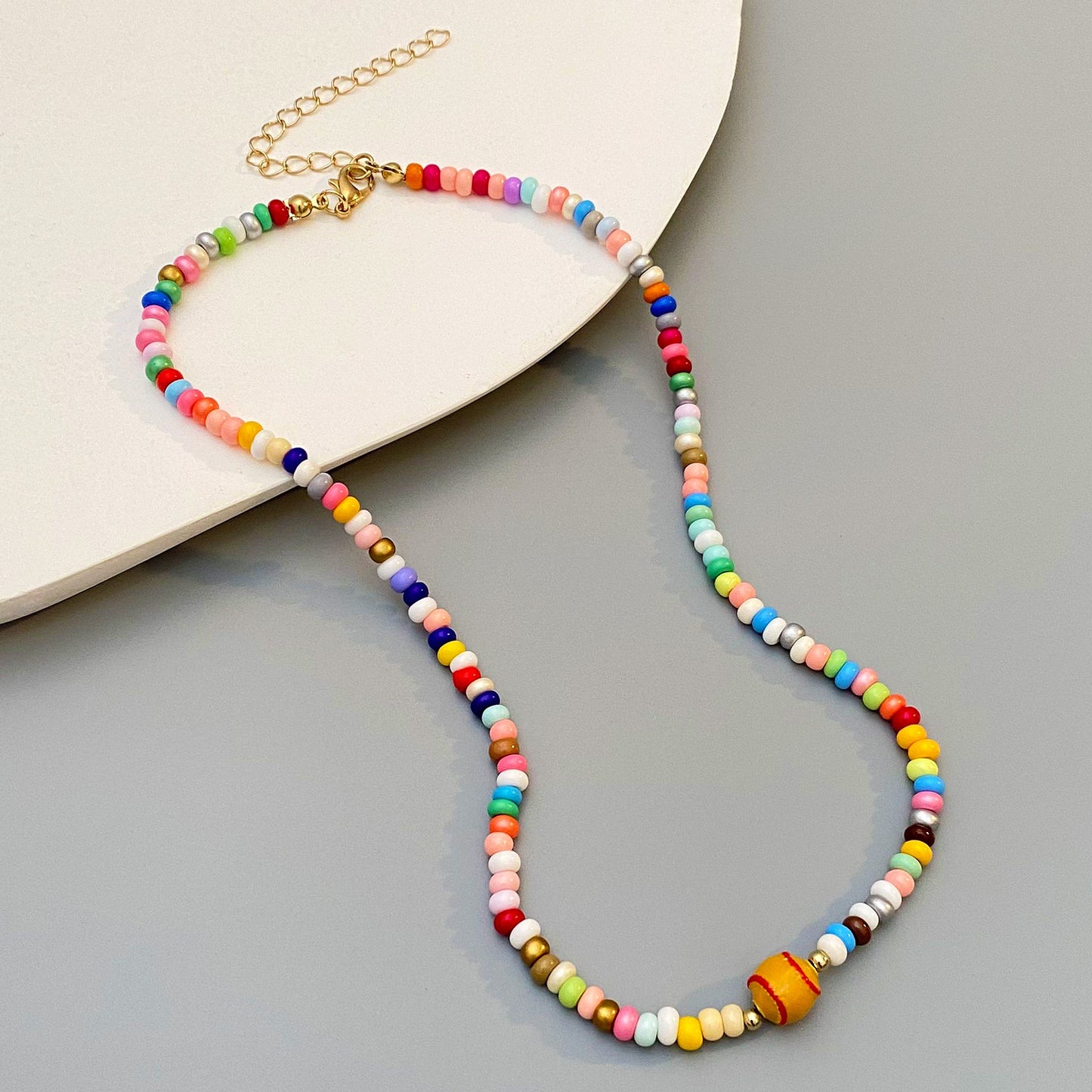 Bohemian Casual Oval Geometric Alloy Ball Chain Necklace for Women