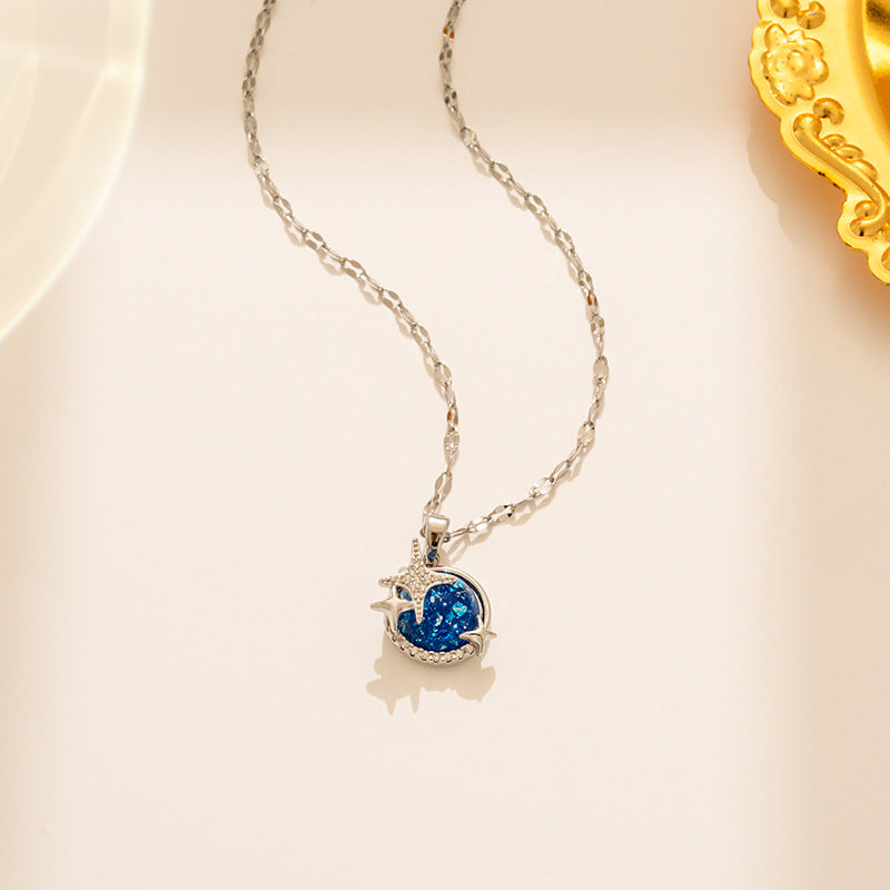 Collana con pendente minimalista a costellazione in acciaio al titanio con galvanica per donna