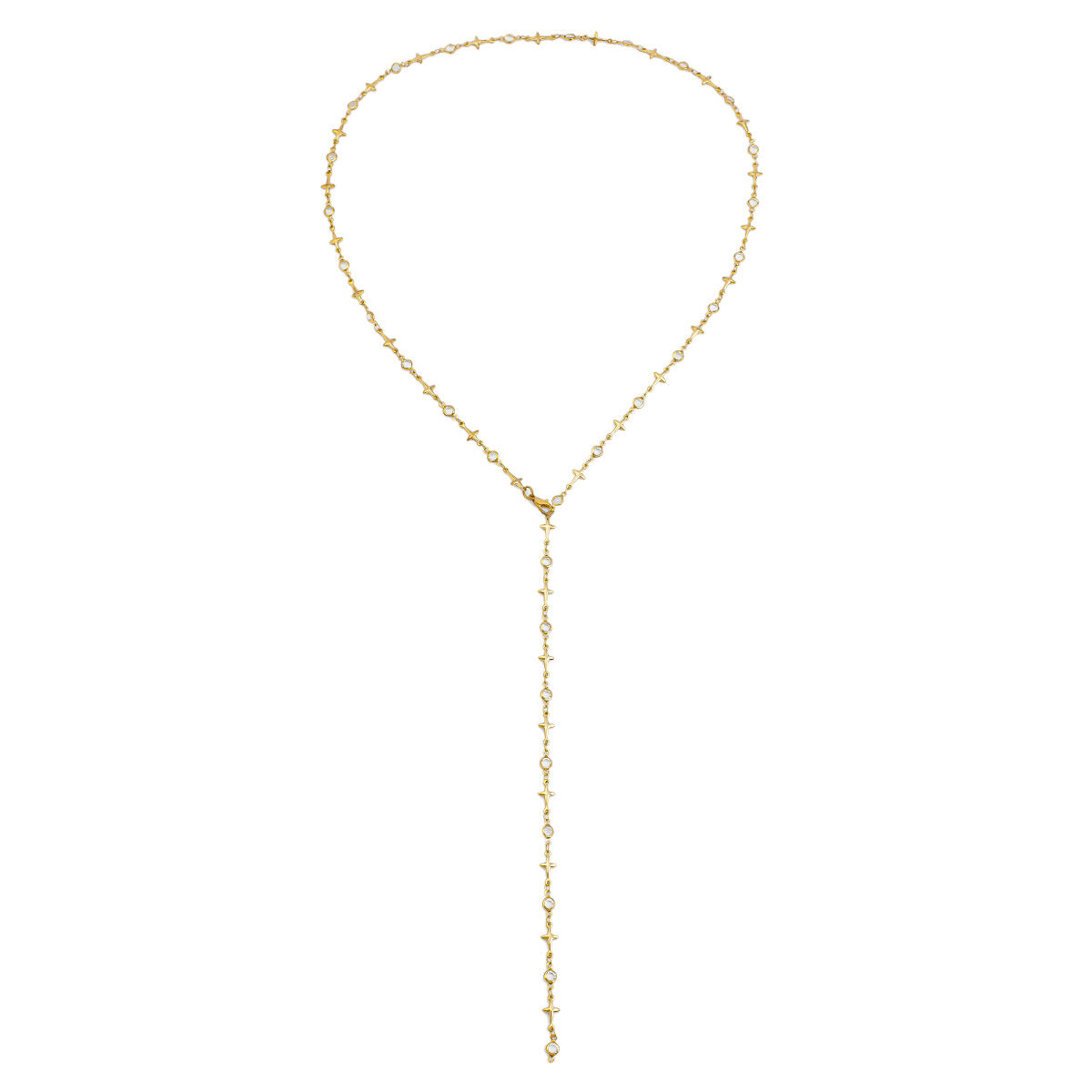 Collana Lunga Stratificata con Fiori Minimalisti Placcata Rame con Dettagli in Cristallo e Nappa per Donna