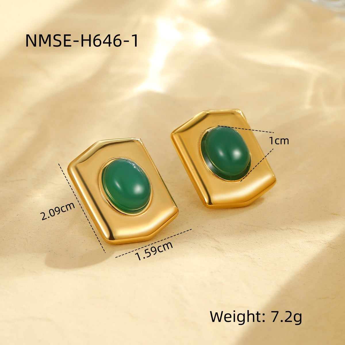 Orecchini da donna esagonali geometrici a scudo d'ispirazione vintage in acciaio inossidabile placcato oro 18K