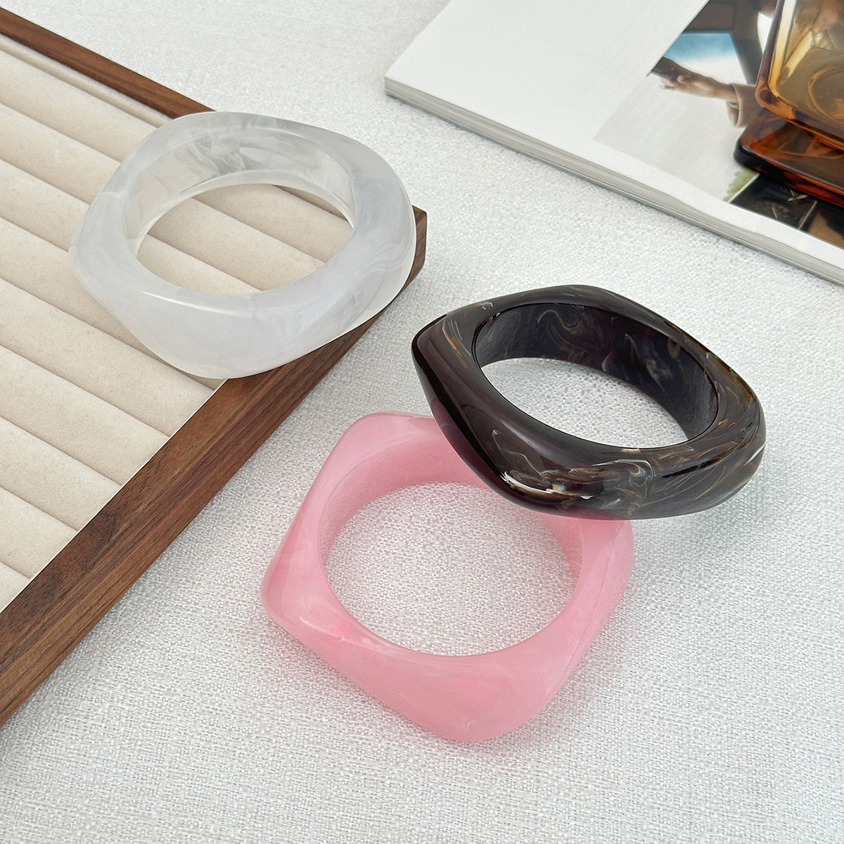 Colorful Macaron Resin Geometric Bracelet for Women