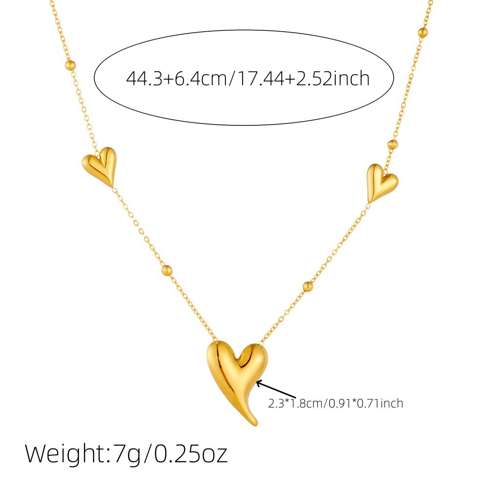 Minimalist Elegant Gold Plated Heart Stainless Steel Necklace Cable Chain