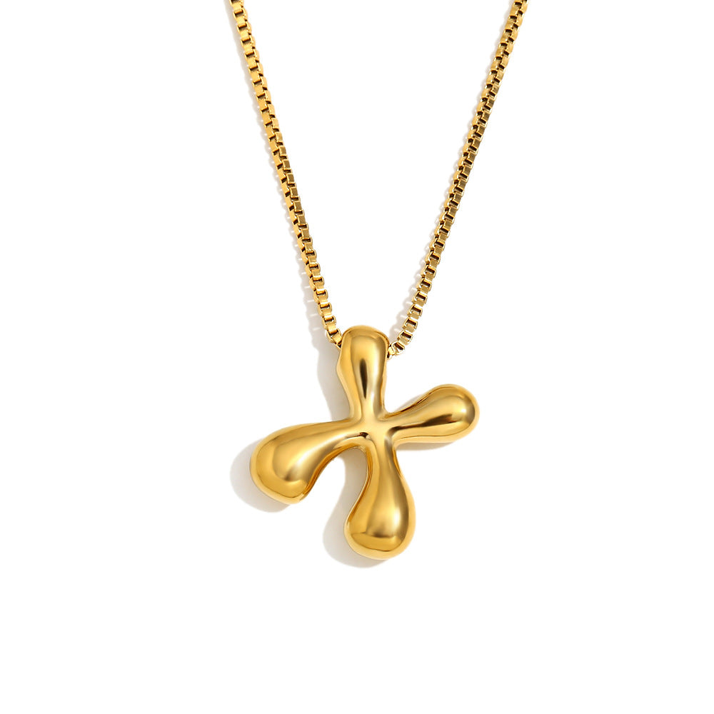 Minimalist Fashion Letter Necklace for Women Stainless Steel Pendant with 18K Gold Plating