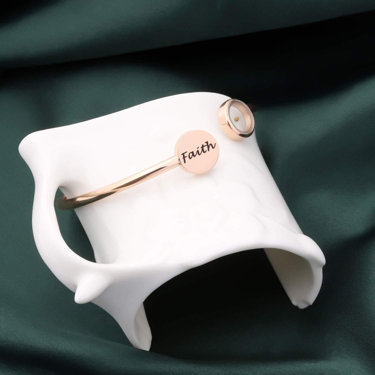 Minimalist Stainless Steel Polished Mustard Seed Open Bangle Bracelet Faith Jewelry