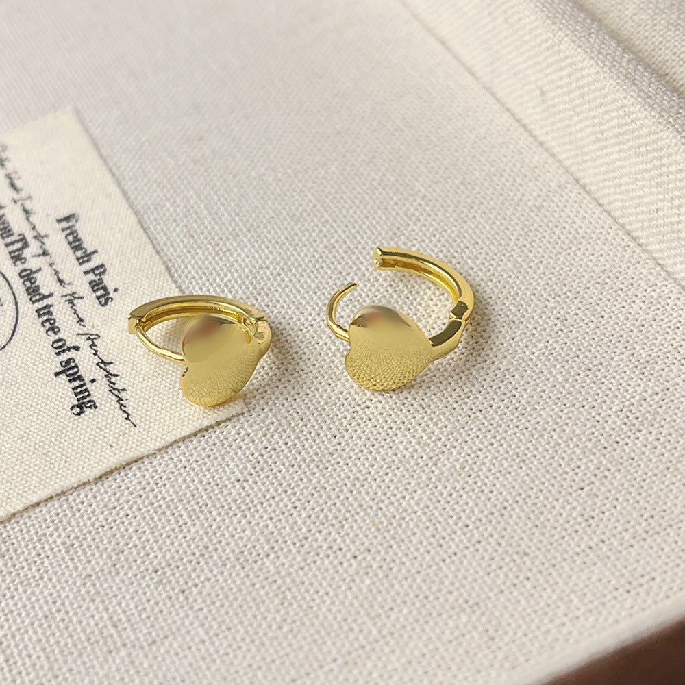 Minimalist Heart-Shaped Gold-Plated Copper Stud Earrings with Clean Matte Finish for Women