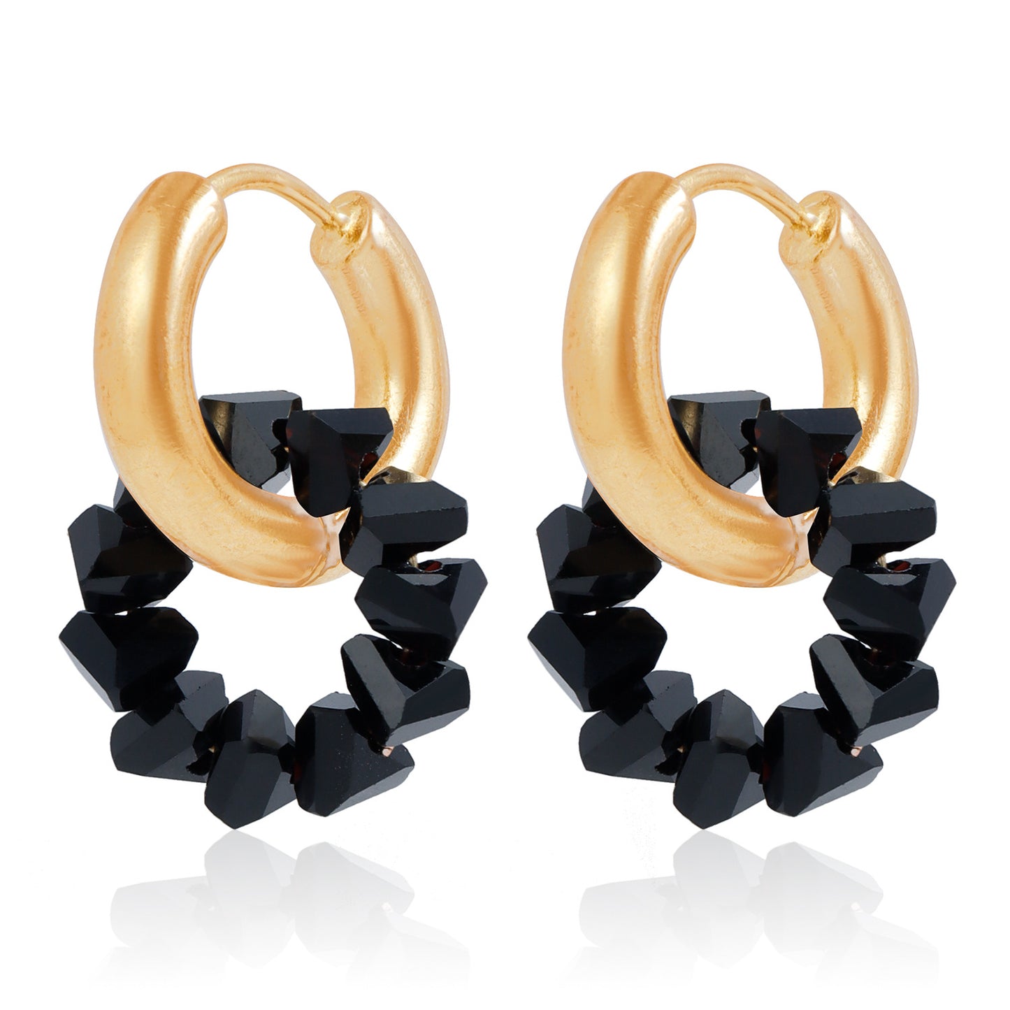 Pendientes de doble aro geométricos en metal chapado para mujer con postes de acero inoxidable