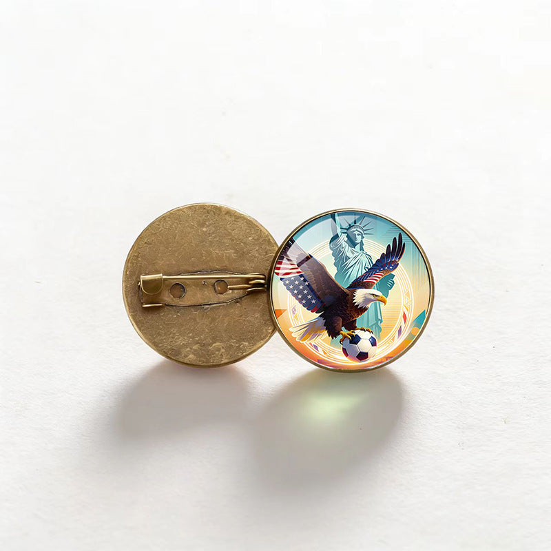 Vintage Bronze Plated Alloy Round Geometric Brooch Pin Unisex Fashion Accessory