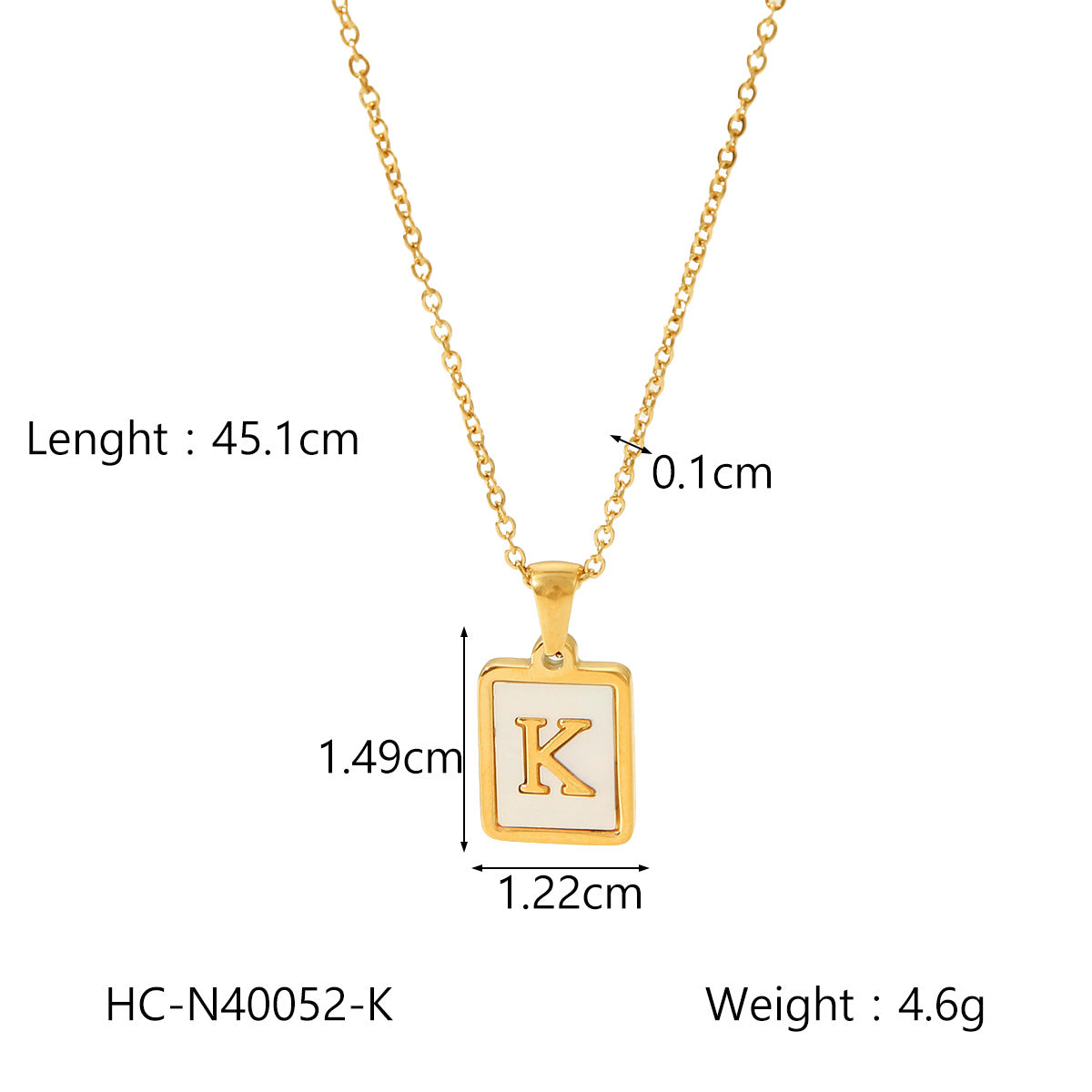 Minimalist Letter Pendant Necklace in Titanium Steel with 18K Gold Plating on Stainless Steel Chain for Women