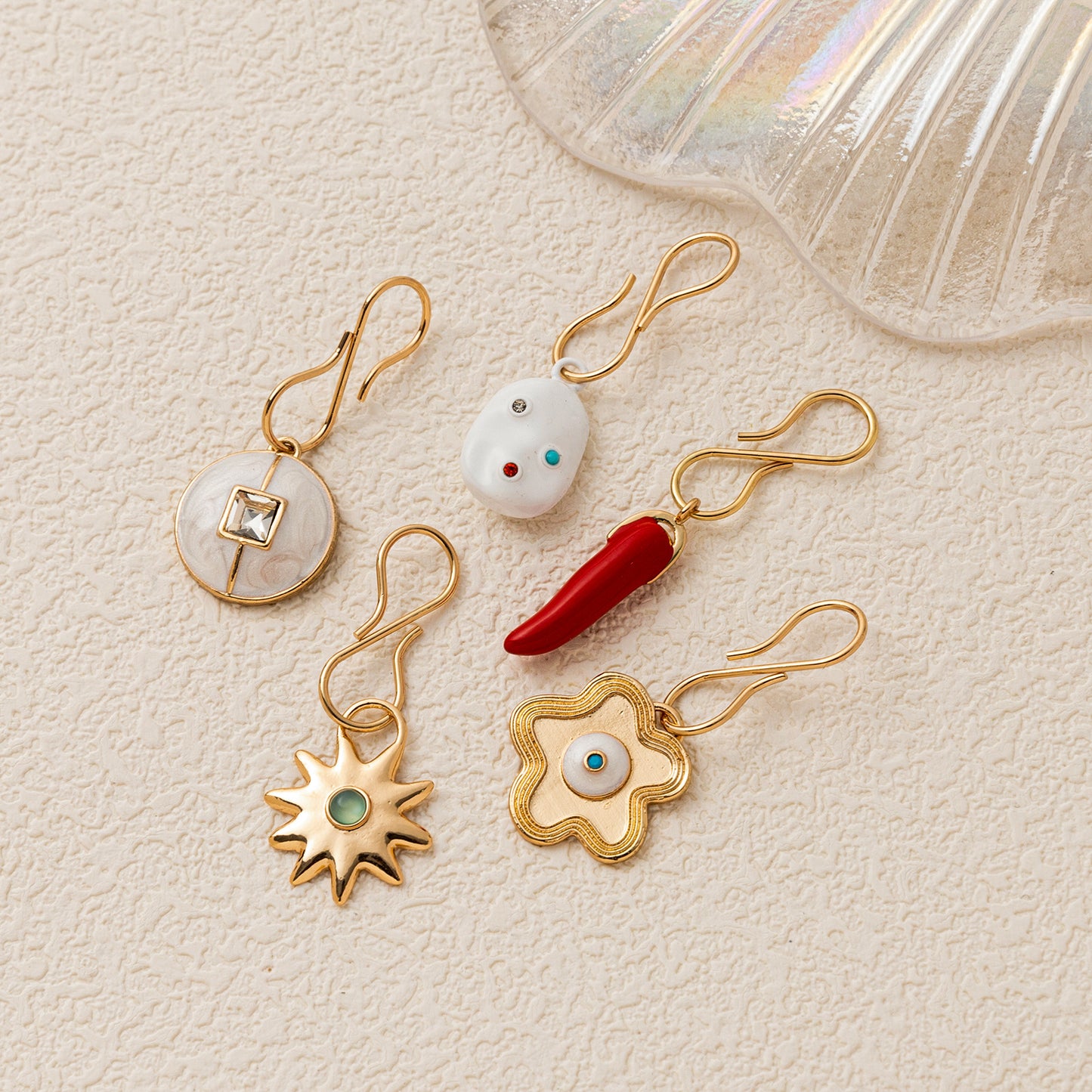 Minimalist Gold Plated Brass Heart and Floral Jade Pendant DIY Charm Bar Necklace for Unisex