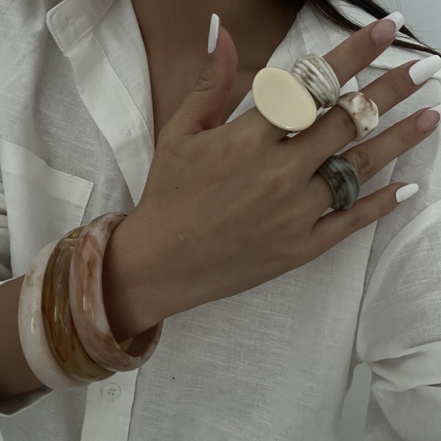 Vintage Geometric Round Resin Bracelet for Women
