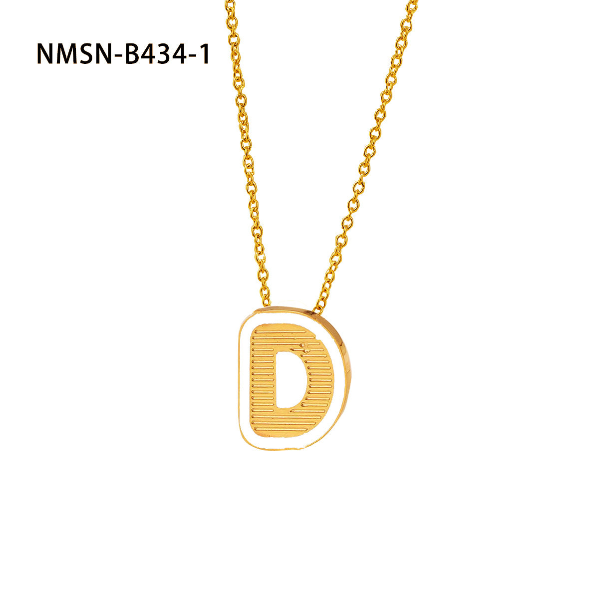 Collana con pendente a forma di lettera minimalista in acciaio inossidabile placcato oro 18 carati e dettagli in smalto da donna