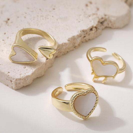 Vintage Minimalist Gold Plated Brass Heart Ring for Women
