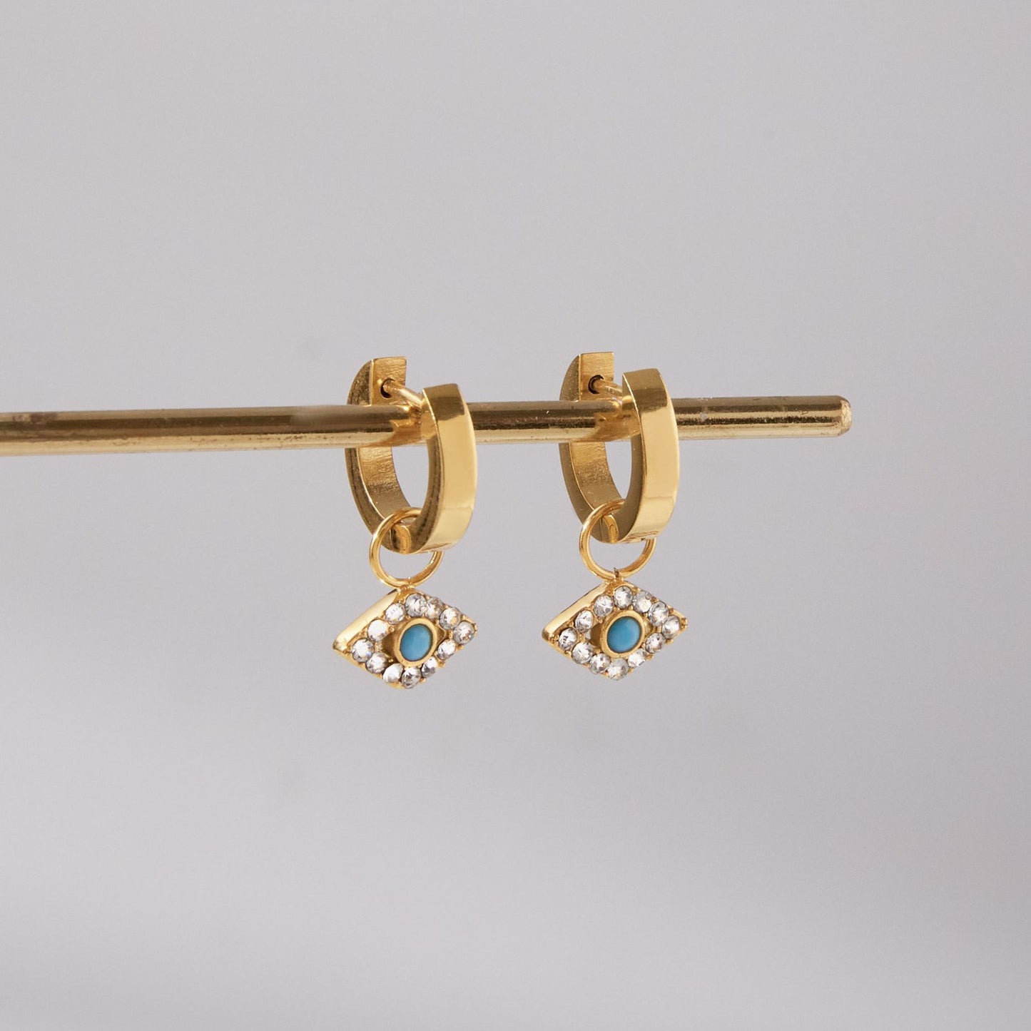Orecchini a perno di lusso minimalisti geometrici con Occhio di Allah, placcati in oro 18 carati, in acciaio inossidabile, gioielli alla moda da donna
