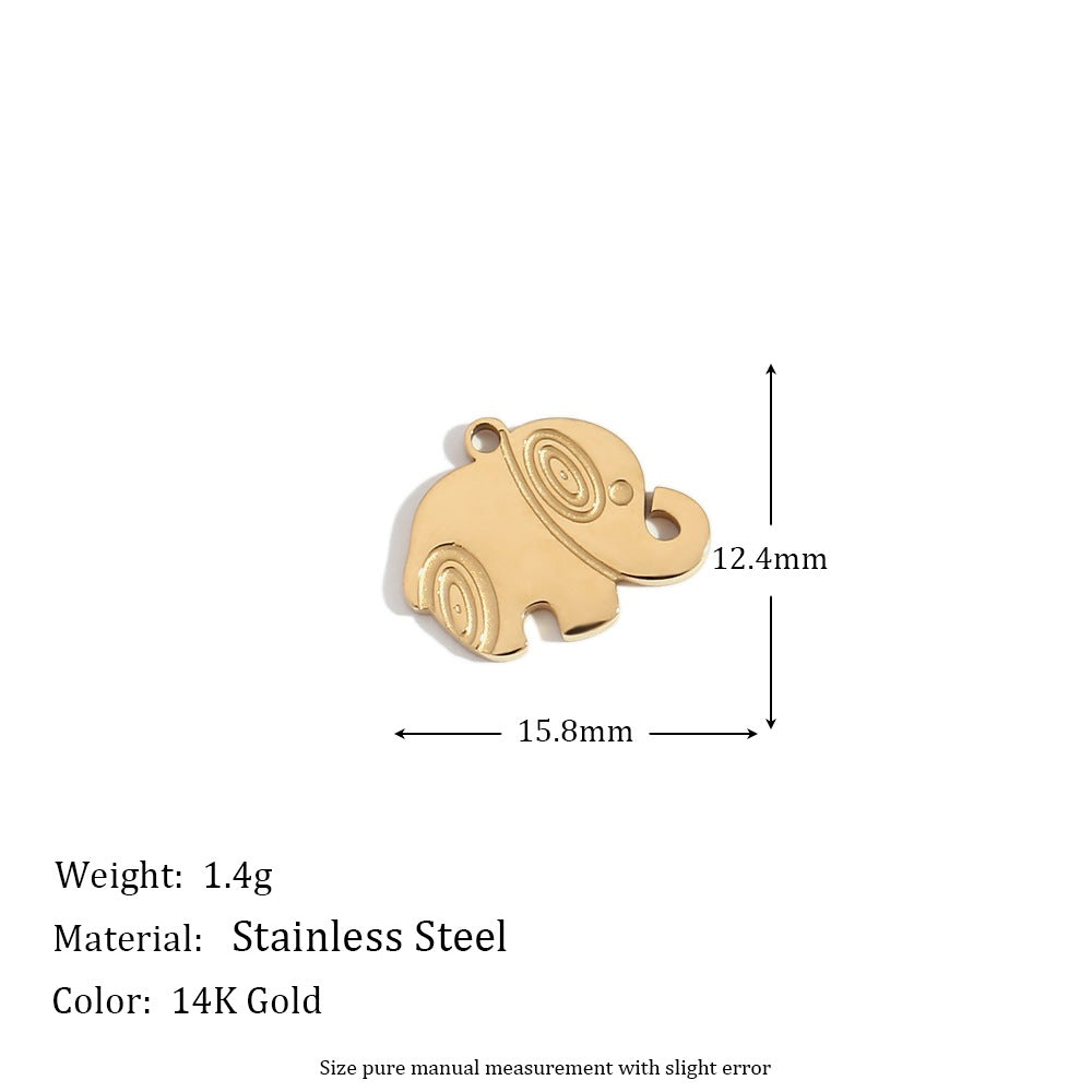 Minimalist Geometric Pendant with 14K Gold Plated Stainless Steel Round Heart Shape and Greek Key Pattern for DIY Jewelry Making