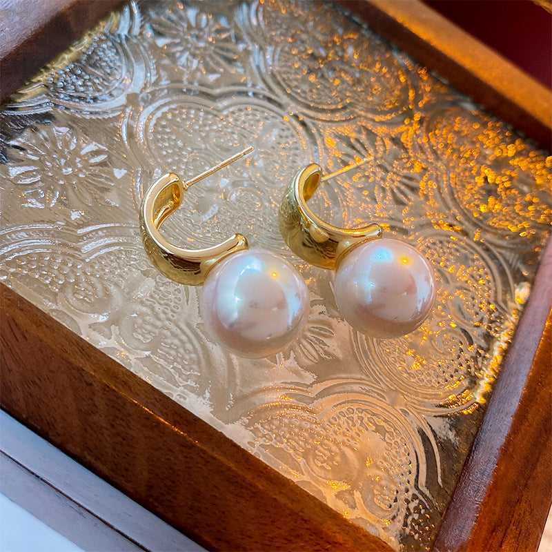 Minimalist Geometric Drop Earrings with Zircon and Pearl Accents in Gold-Plated Copper and 925 Sterling Silver Posts
