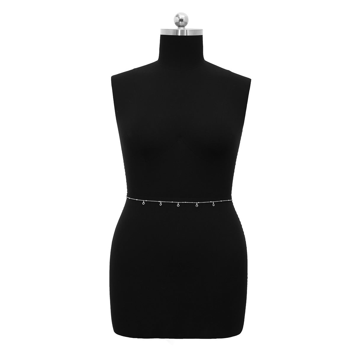 Minimalist Geometric Body Chain for Women with Metal Beaded Chain and Sequin Pendant Double-Layer Waist Chain
