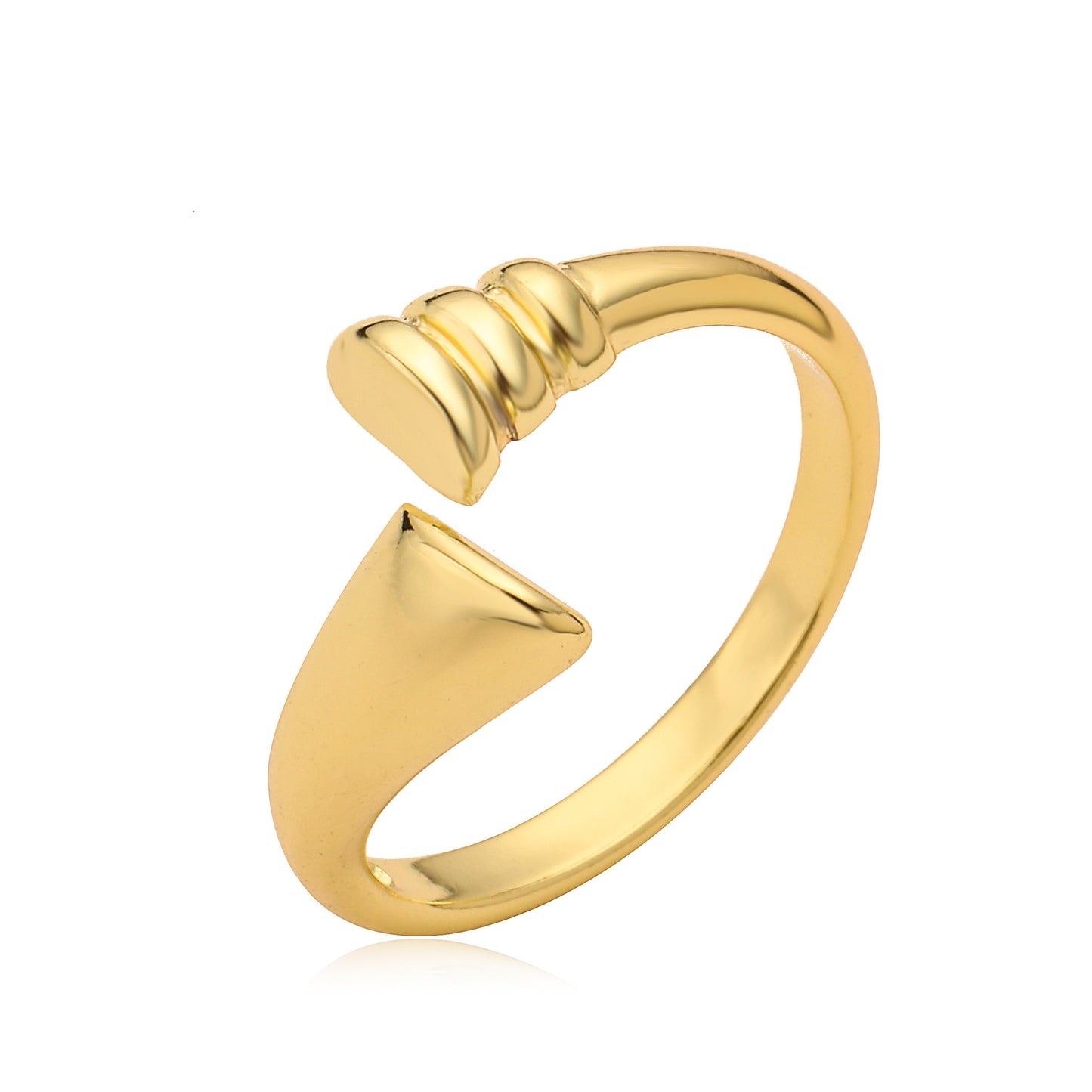 Anello Aperto Minimalista Geometrico a Fiocco per Donne in Rame con Placcatura in Oro 18K