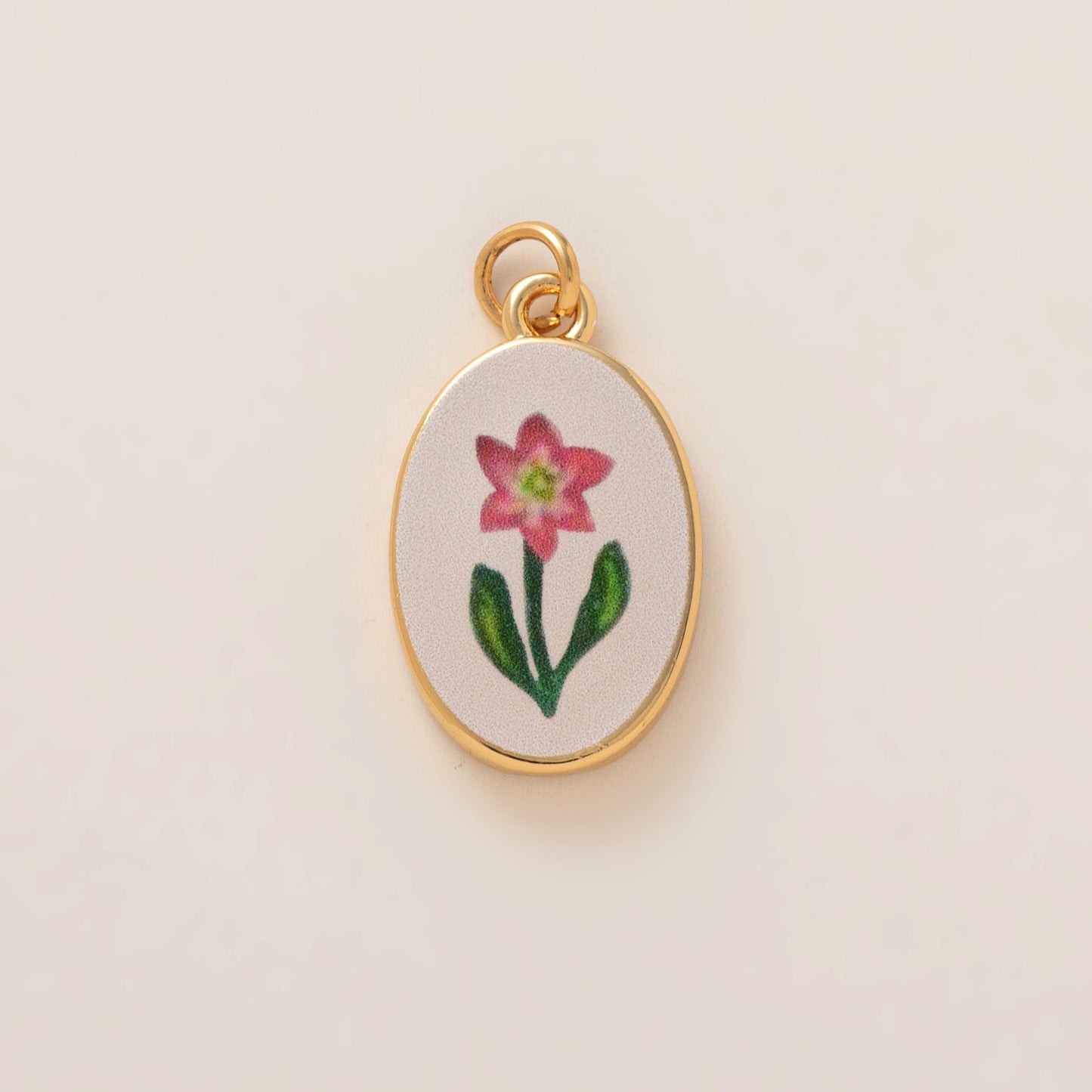 Sweet Heart Plant Floral Brass Plated Shoe Charm with Ribbon Chain