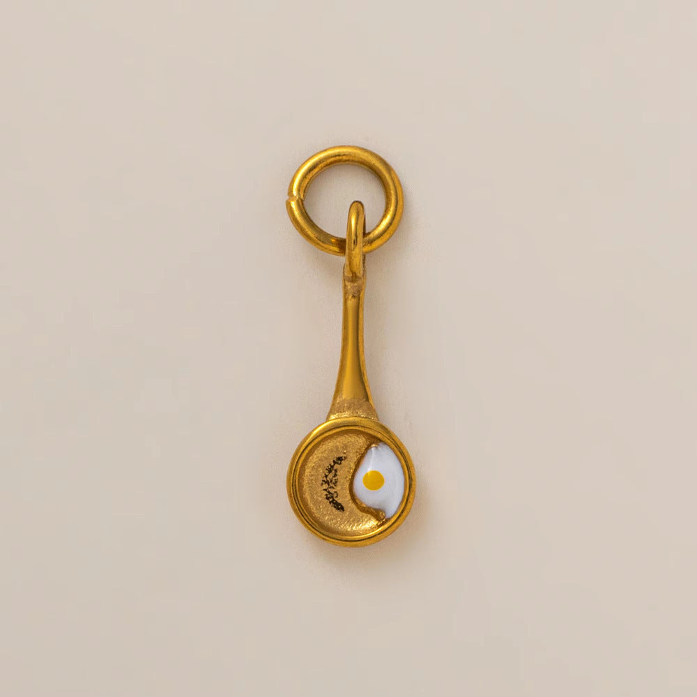 Vintage 18K Gold Plated Stainless Steel Geometric Floral Charm Bar