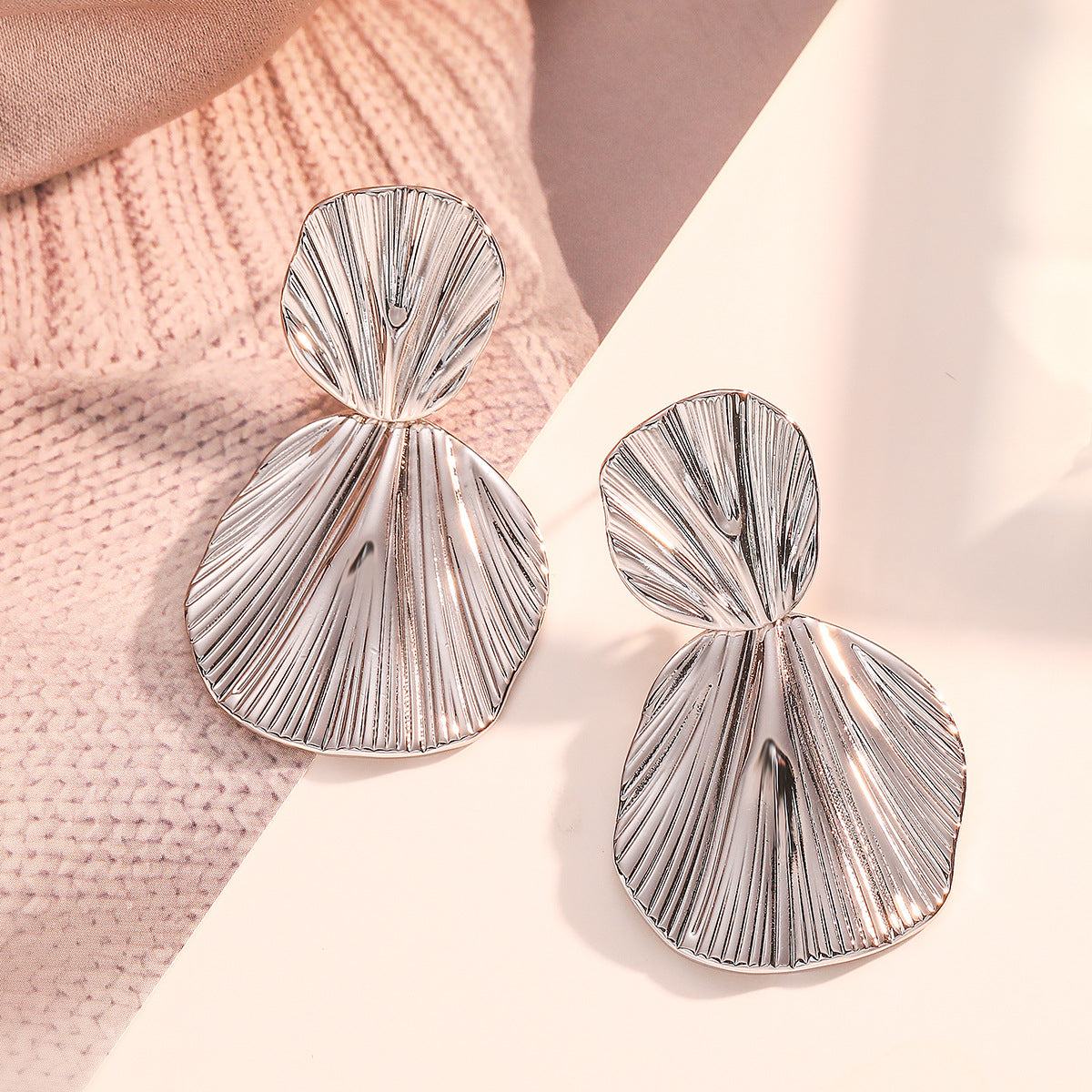 Minimalist Geometric Gold-Plated Brass Earrings for Women with Irregular Shape Design