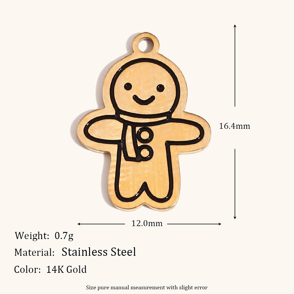 Ciondolo natalizio per creazione di gioielli fai da te in acciaio inossidabile con placcatura in oro 14K e finitura smaltata con motivi di Babbo Natale, alci, fiocchi di neve e confezioni regalo