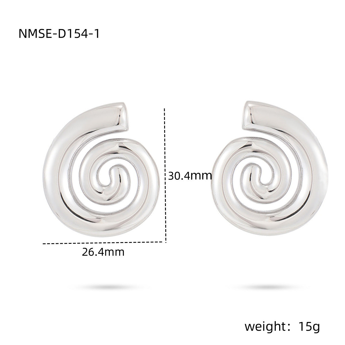 Orecchini a perno a spirale geometrica alla moda per donna, placcati oro 18 carati in acciaio inossidabile