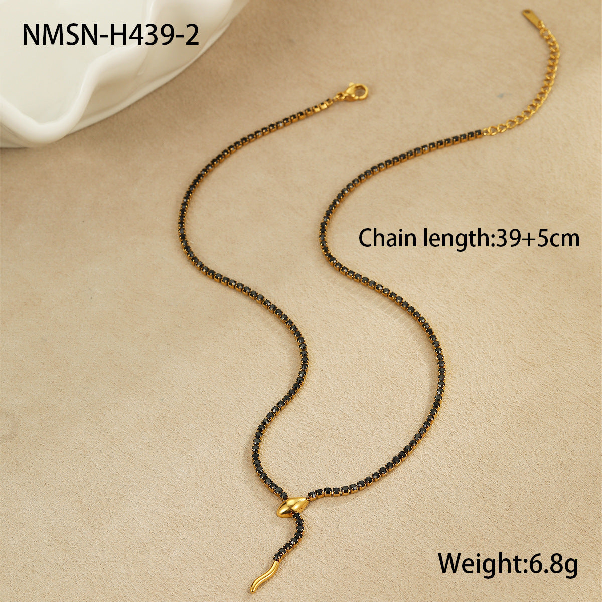 Juego de collar y pendientes de lujo con forma de serpiente en acero inoxidable con incrustaciones de pedrería para mujer
