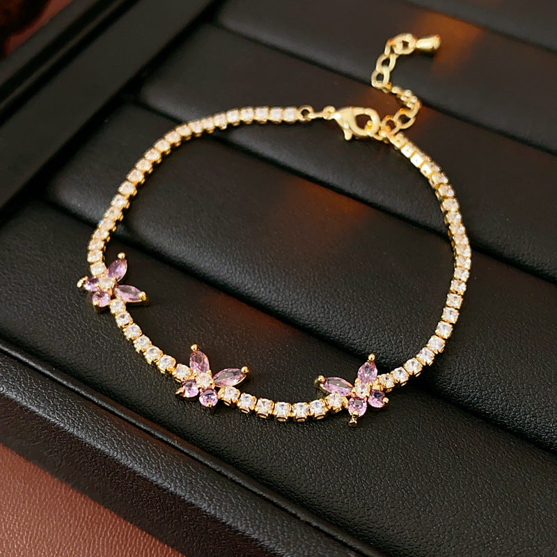 Luxury Elegant Geometric Alloy Plated Bracelet with Cubic Zirconia for Women