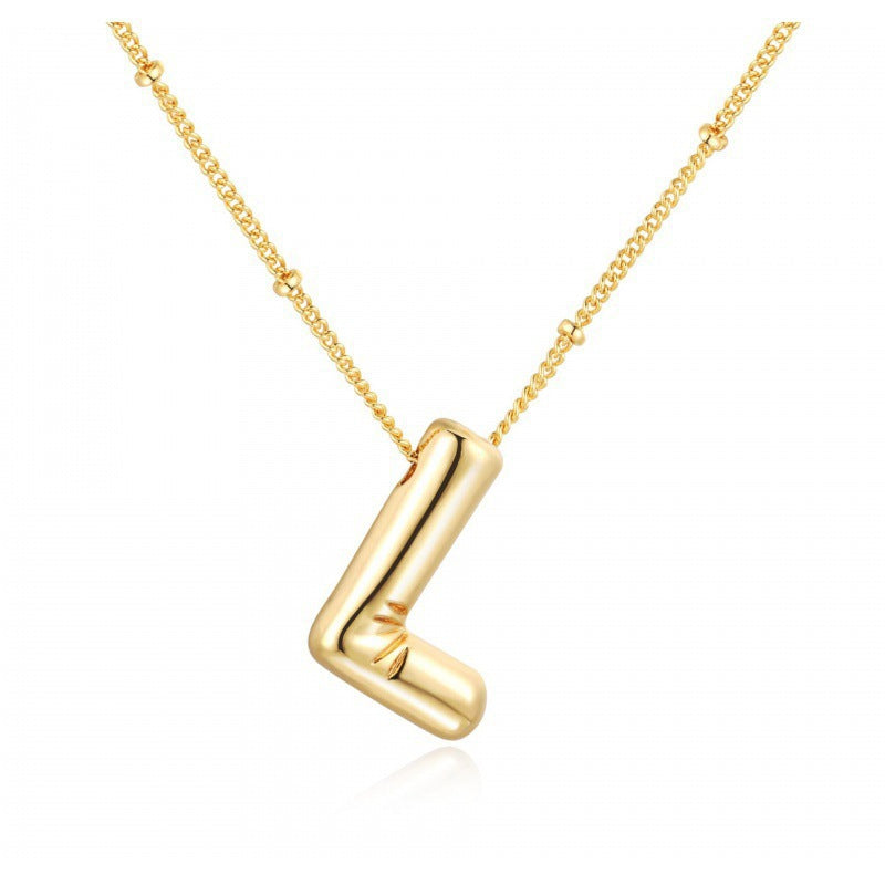 Gold Plated Brass Letter Pendant Necklace for Women